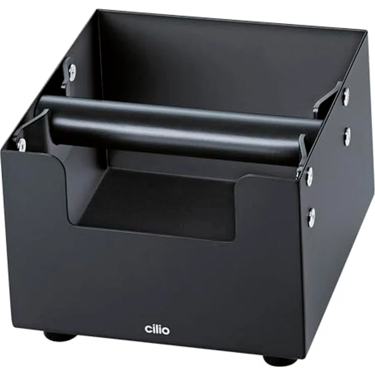 Cilio Espresso-Ausschlagdose Barista, 16x16cm, Edelstahl rostfrei, Schwarz, abnehmbare Ausschlagstange mit rutschfesten Füßen – Bild 1