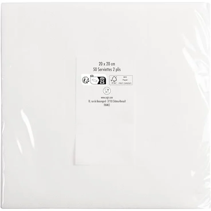Pro Nappe SV622001I Cocktailservietten, 20 x 20 cm, 2-lagig aus Mikro-Waffelpapier, Weiß, 50 Stück – Bild 5