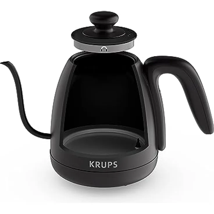 Krups BW9238 Café Control Gooseneck Wasserkocher | Schwanenhals-Auslauf | 1 l Fassungsvermögen | digitale Anzeige | 8 Einstellungen | 30 min Warmhaltezeit | Schwarz Matt