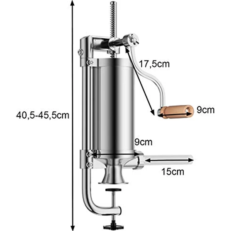 COSTWAY Wurstfüllaufsatz Wurstfüller, 1,5L, 4 Füllrohre (15/Ø19/Ø22/Ø25mm), Aluminium/Kunststoff, rutschfeste Schraubzwingenbefestigung – Bild 9