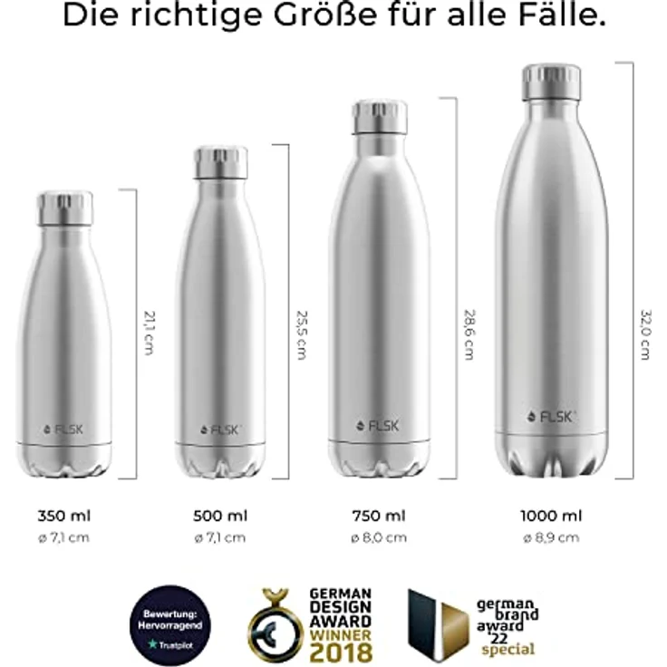 FLSK Das Original New Edition Edelstahl Trinkflasche – Kohlensäure geeignet | Die Isolierflasche hält 18 Stunden heiß und 24 Stunden kalt | ohne BPA und rostfrei – Bild 2