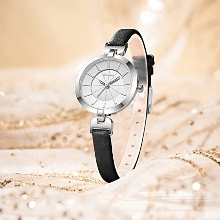 JewelryWe 3pcs Damenuhr Elegant Analog Quarz Armbanduhr, Schmal Echtleder Armband, 30m Wasserdicht, Dreidimensionales Zifferblatt, Geschenk für Frauen und Mädchen – Bild 5