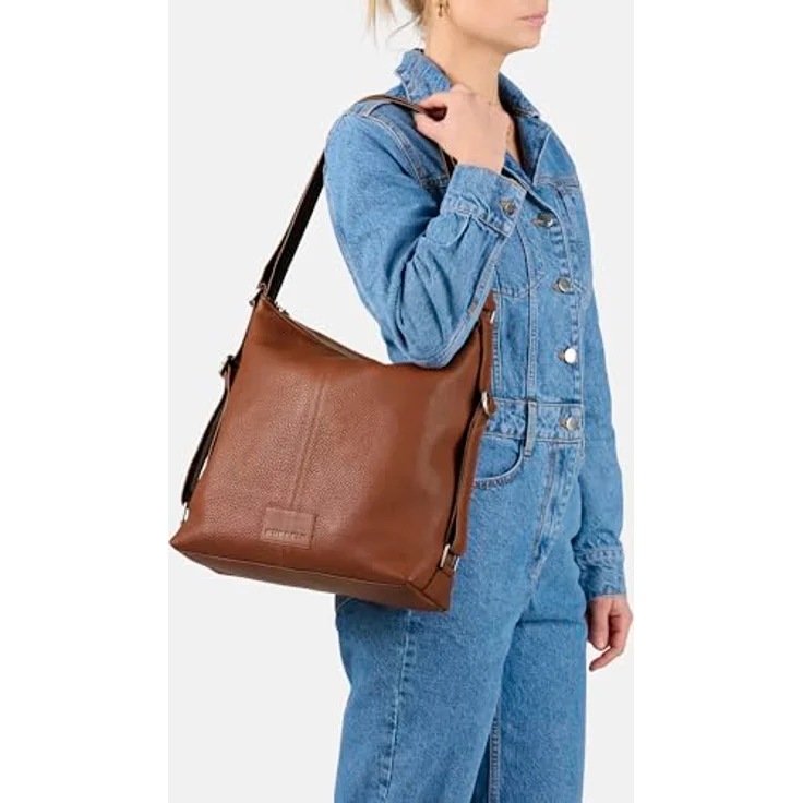Burkely Soft Skylar Backpack Hobo, Damen Handtasche aus hochwertigem Rindsleder, braun, vielseitig tragbar als Schultertasche oder Rucksack – Bild 3