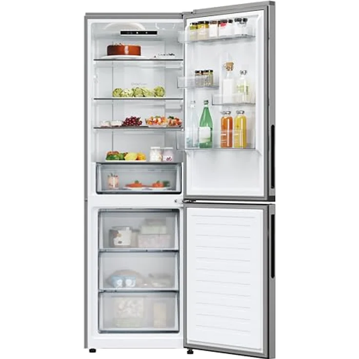 Candy Fresco CNCQ2T618EX, Freistehende Kühl-Gefrierkombination, 355 l, NoFrost, Multi Airflow, Energieeffizienzklasse E, Edelstahl – Bild 2