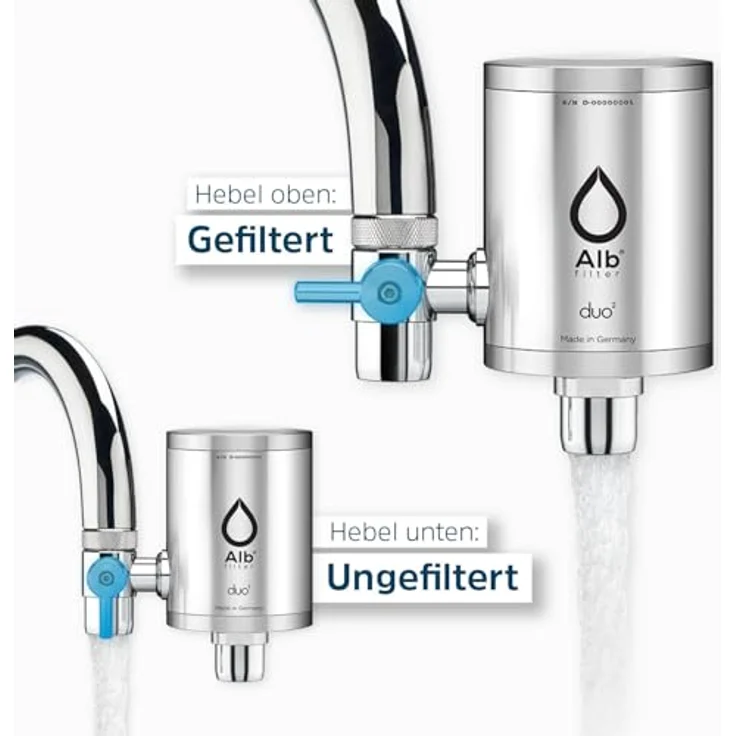 Alb Filter® Duo Active Trinkwasserfilter | Armatur Anschluss | Filtert Schadstoffe, Chlor, Blei, Pestizide, Mikroplastik | Made in Germany (Edelstahl Mattiert) – Bild 3