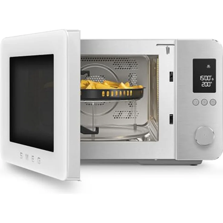 Smeg MOC02WHMEU, Kombi-Tisch-Mikrowelle mit 9 Garfunktionen, Air-Fry, Umluft, 25 Automatikprogrammen, LCD-Farbdisplay, weiß – Bild 8