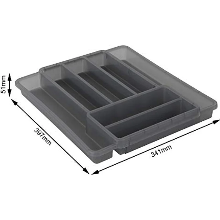 Rotho Domino Besteckkasten mit 7 Fächern, Kunststoff (PP) BPA-frei, anthrazit, (39,7 x 34,1 x 5,1 cm) – Bild 4