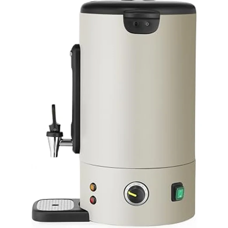 HENDI Heißgetränkekessel UNIQ, 16L, cremeweiß, designed by Robert Bronwasser, temperaturregelbar 30-100°C, 220-240V/1650W, tropffreier Wasserhahn, magnetisch befestigte Tropfschale – Bild 3