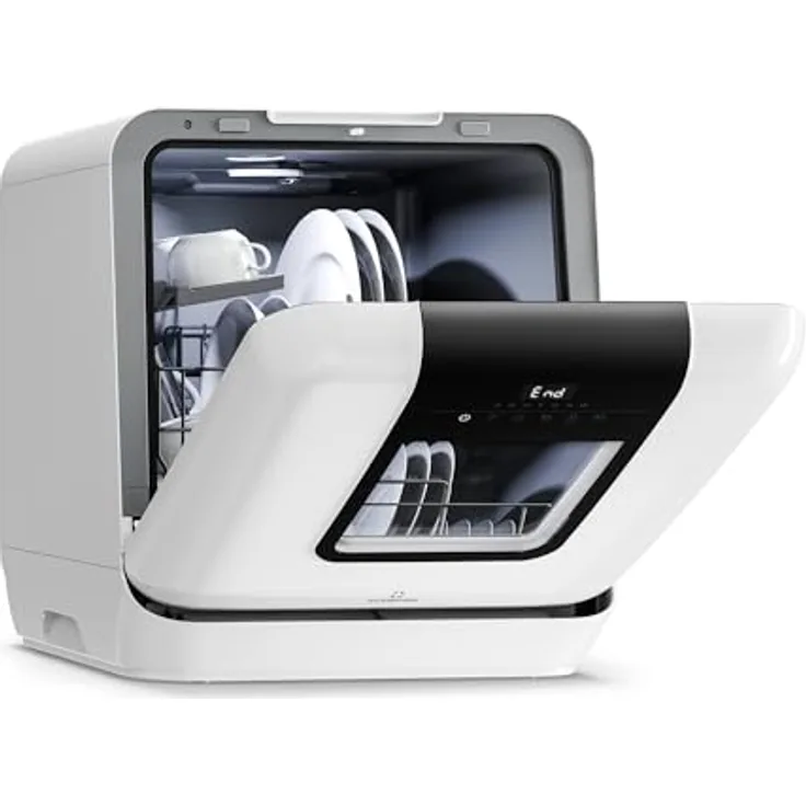 Klarstein Melville Tischgeschirrspüler, kompakte Spülmaschine für 3 Gedecke, 7 Programme, 6 L Wasserverbrauch, AquaStop, tragbares Design