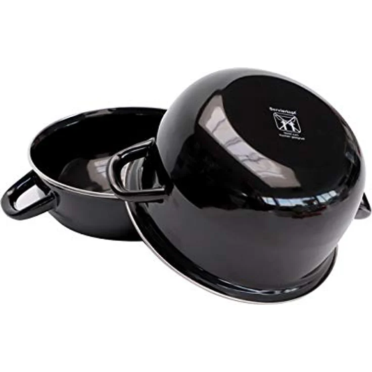 APS Muscheltopf, Servier-Muscheltopf für 2 kg, Meeresfrüchte-Topf, Muschel-Serviertopf, Muscheltopf aus schwarz emailliertem Stahl, Inhalt: 5,2 Liter, 26,5 x 33 cm, Höhe 20 cm – Bild 3