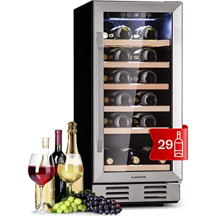 Klarstein Vinovilla 29 Weinkühlschrank, freistehend, edelstahl, 1 Temperaturzone, Glastür, Energieklasse G – Bild 2
