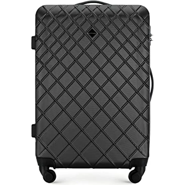 WITTCHEN Reisekoffer Rollkoffer Trolley Mittlerer Koffer Handgepäck Hartschale aus ABS mit 4 Spiner Rollen Zahlenschloss Teleskopgriff Classic line Größe L Schwarz