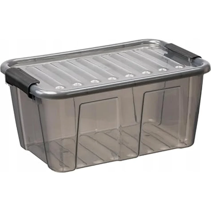Plast Team Home Box Aufbewahrungsbox mit Deckel und Klickverschluss, stapelbar, transparent grau, 7,7L – Bild 2