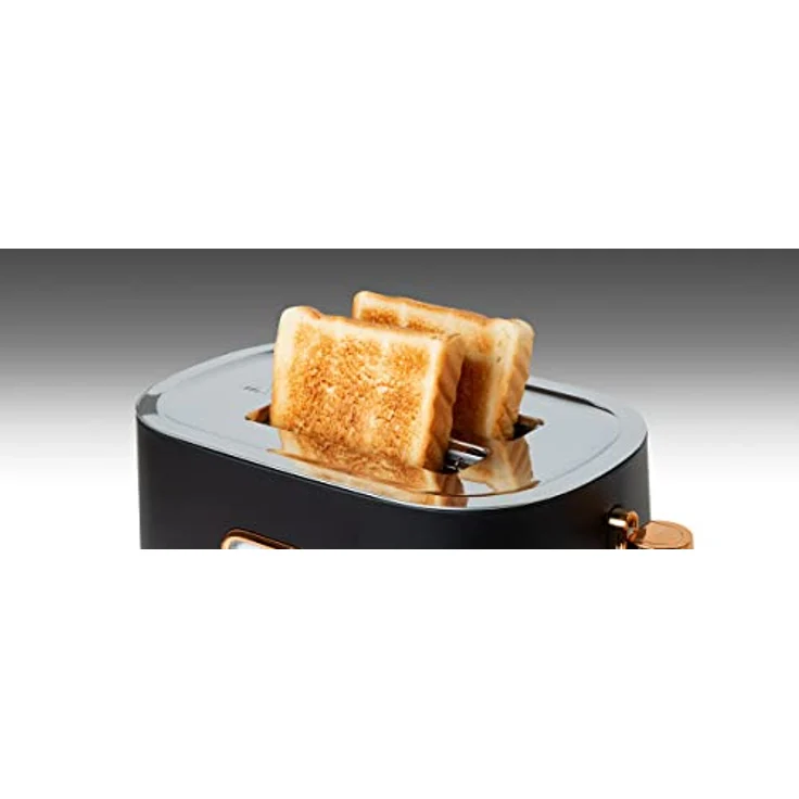 Muse Edelstahl-toaster im schwarzen retro Design, analoge Anzeige, beleuchtete Tasten, 6 Bräungsstufen, 2 Scheiben, MS-130 BC, Vintage Look, mit Krümelschublade – Bild 4