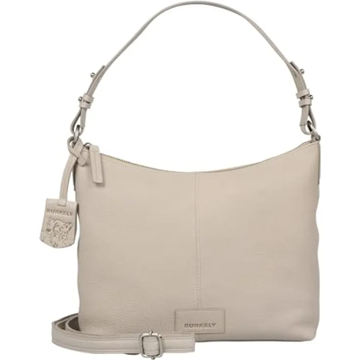 Burkely Soft Skylar Shoulderbag, graue Handtasche aus hochwertigem Rindsleder mit abnehmbarem Schulterriemen und LWG-Zertifikat