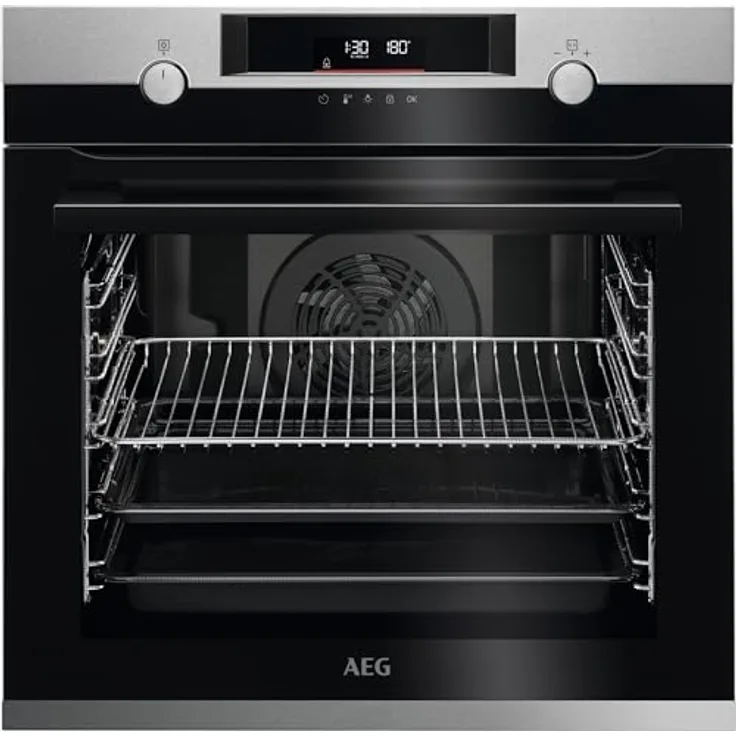 AEG BPE53506BM Einbau-Backofen, Pyrolyse Selbstreinigung, Serie 6000 Ringheißluft, LED-Touchdisplay, Edelstahl