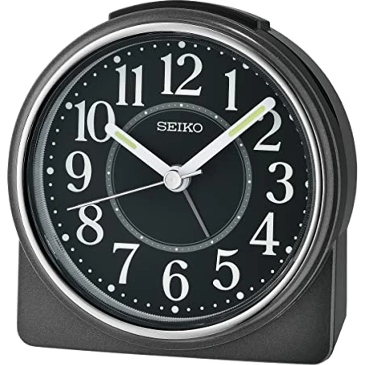 Seiko Quarzwecker SL-100, analoger Wecker mit Leuchtzeigern, durchlaufender Sekunde, schwarz – Bild 2