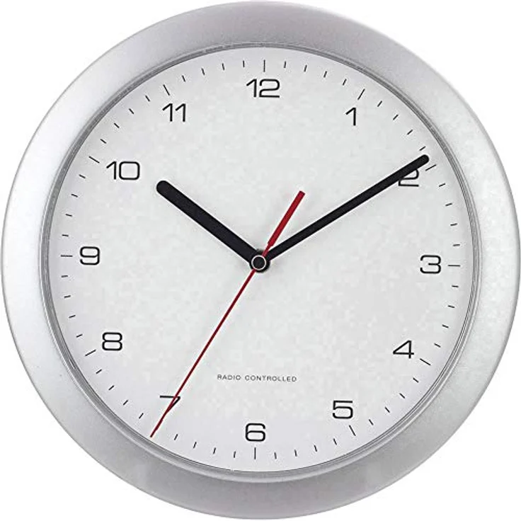 Eurotime 56787 Funk-Wanduhr, 25 cm x 3,8 cm, silberfarben – Bild 2