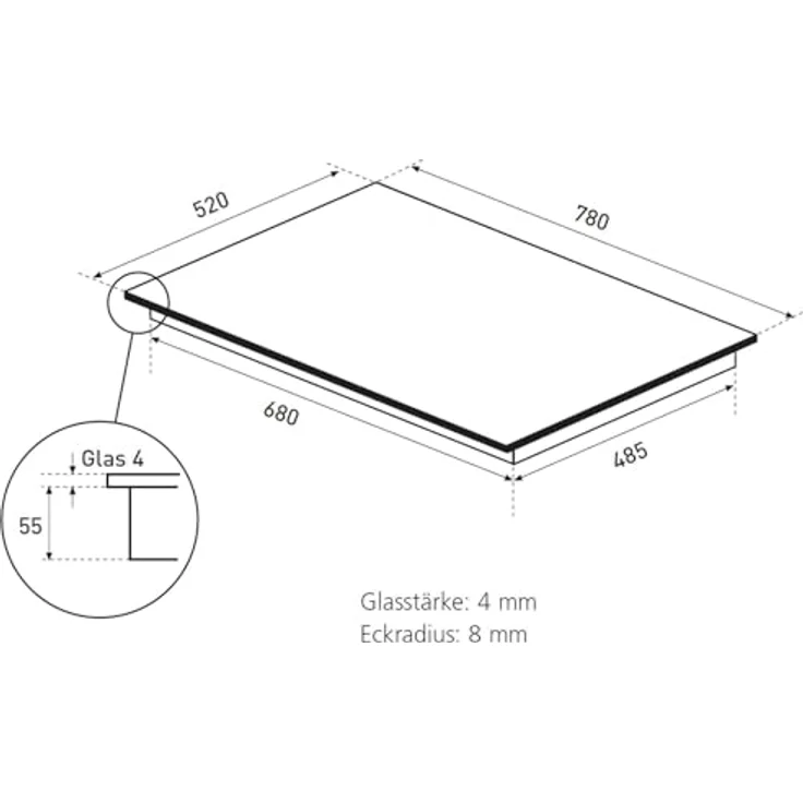 Oranier EB-Autark-Kochfeld KXI 480 KXI480, Induktionskochfeld mit 4 Kochzonen, rahmenloses Design – Bild 9