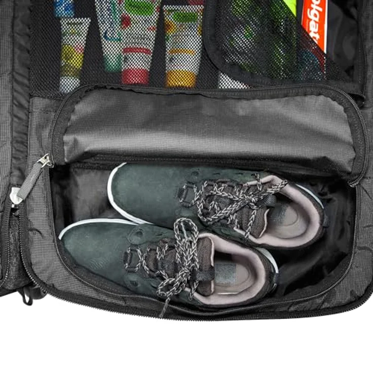 Tatonka Travel Roller 90, Koffer mit 90 l, Schwarz, mit Kompressionsriemen und praktischem Raumteiler – Bild 4