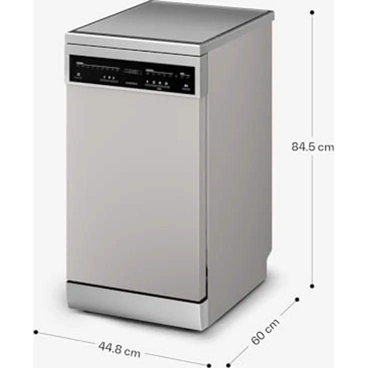 Klarstein Verosteel Geschirrspüler 45cm, freistehend, 10 Plätze, 9 Programme, 42 dB, Energieklasse B, AquaStop, Kindersicherung, Silber – Bild 8