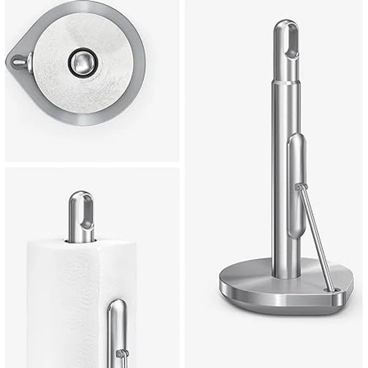 simplehuman Küchenrollenhalter Spannarm, gebürsteter Edelstahl, stabiler Fuß für einehandbedienung – Bild 2