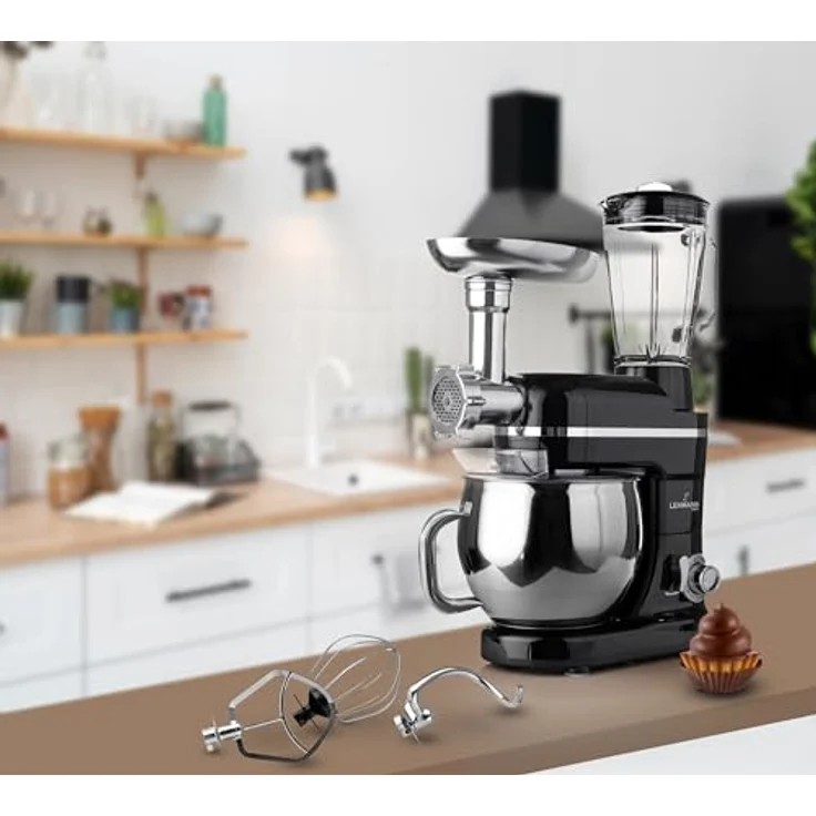 LEHMANN Universal Küchenmaschine 3 in 1 Set | Rührmaschine mit planetarisches Rührsystem und Fleischwolf | 5L Edelstahlschüssel inkl. 1.5L Saftpresse – Bild 3