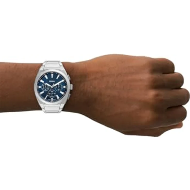 Fossil Herren Analog Quarz Uhr mit Edelstahl Armband FS6104, 44mm Gehäuse, blaues Zifferblatt, wasserdicht bis 50m – Bild 5