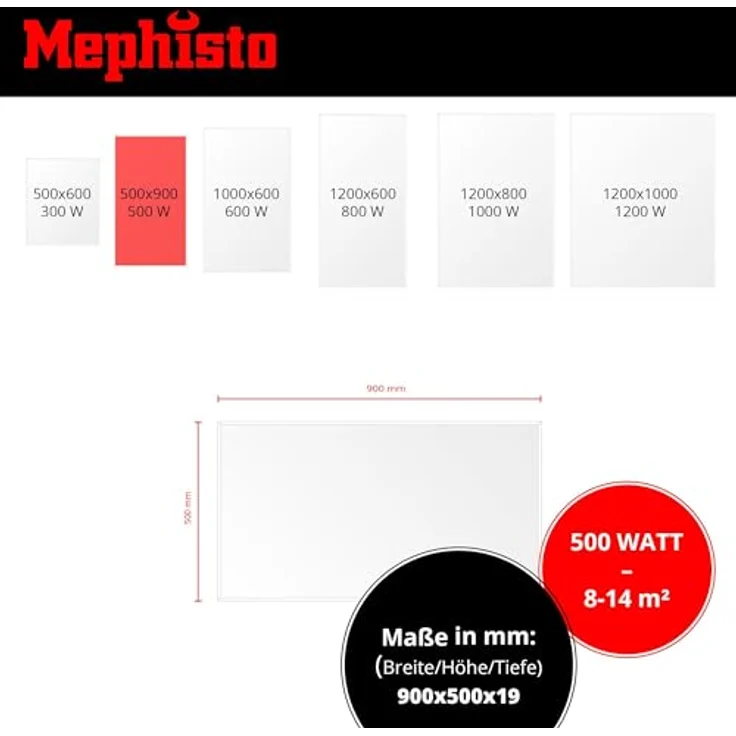 Mephisto Infrarot Heizung energiesparend Elektroheizung 500W inkl. Fernbedienung und Thermostat WIFI APP Steuerung, Wand- Decken-Standheizung in Weiß – Bild 3