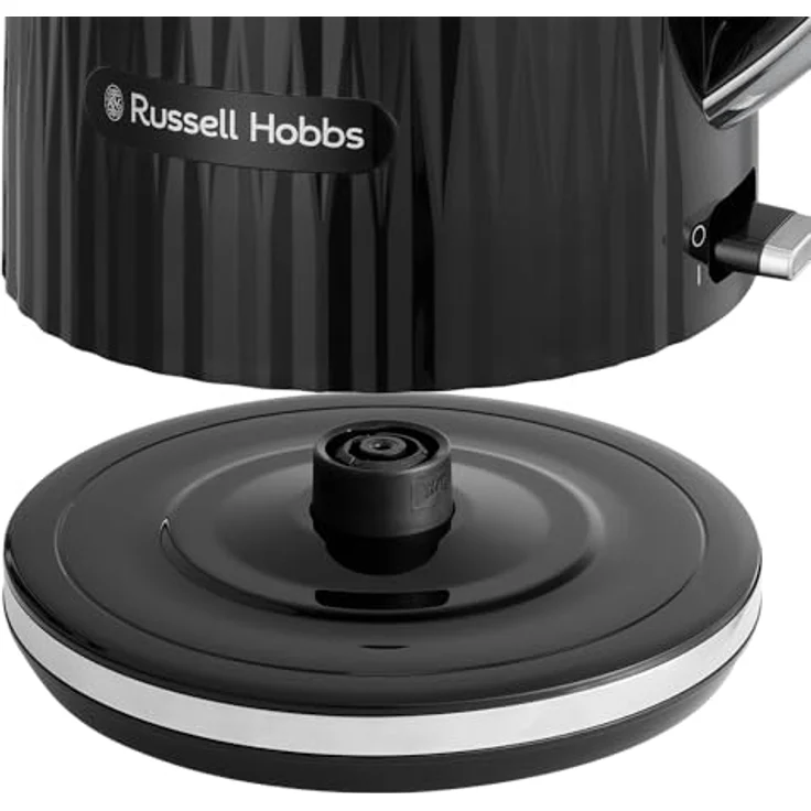 Russell Hobbs Wasserkocher Eden 27361-70, Schwarz, 2400W, für heißes Wasser, Tee oder Kaffee, Deckelöffnung per Knopfdruck, herausnehmbarer Kalkfilter, leuchtender Schalter – Bild 3