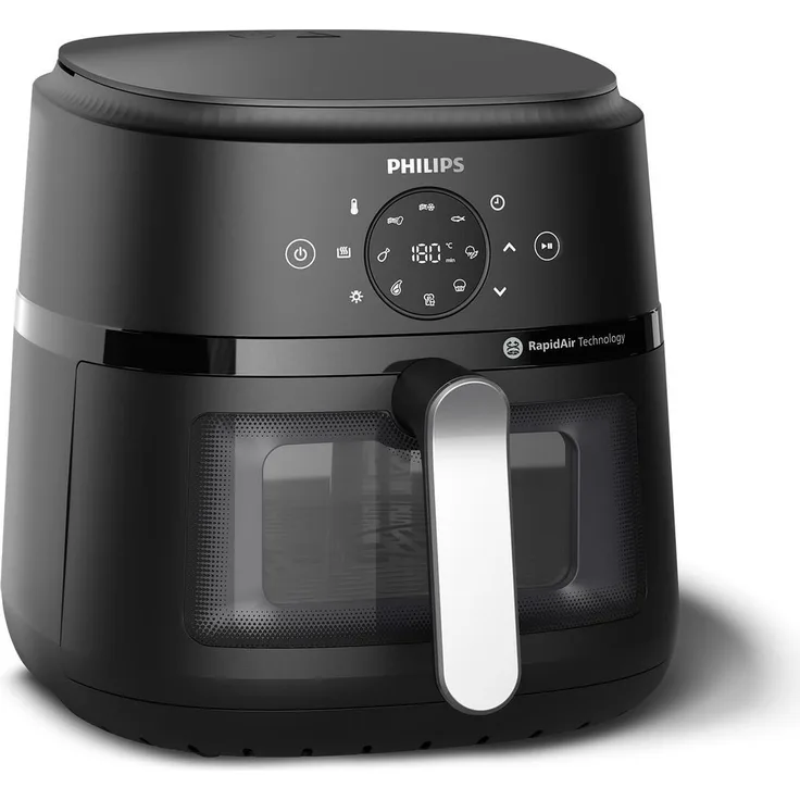 Philips Heißluftfritteuse Philips NA23100 Schwarz/Silberfarben 1700 W, Automatische Ausschaltung, Touch-Steuerung, 6,2L Kapazität