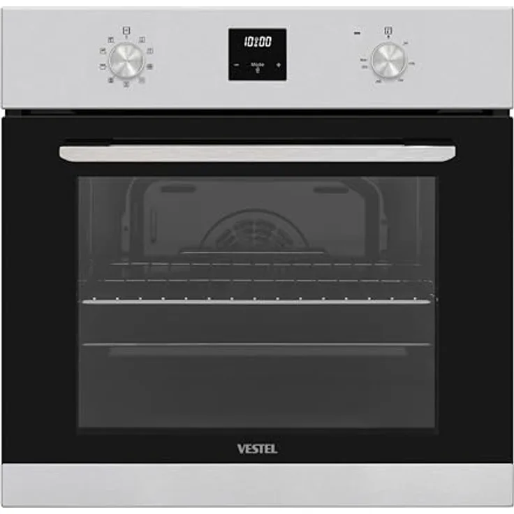 Vestel VEB9, Einbaubackofen mit Timer, autark, 9 Funktionen, 69 Liter, 2-fach Türverglasung, Edelstahlblende