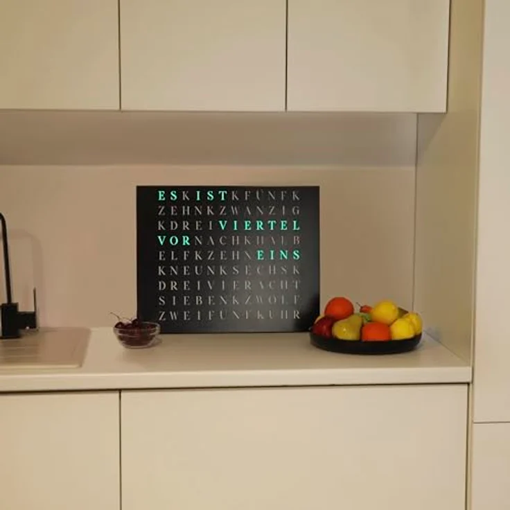 build-yours WordClock Jupiter gelaserter Edelstahl in matt Schwarz - LED Wanduhr mit WLAN-Steuerung und hochwertiger Beleuchtung – Bild 4