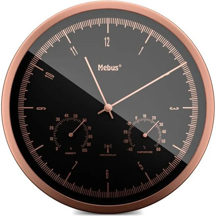 Mebus Wanduhr 19778 Funkwanduhr mit Thermo-Hygrometer