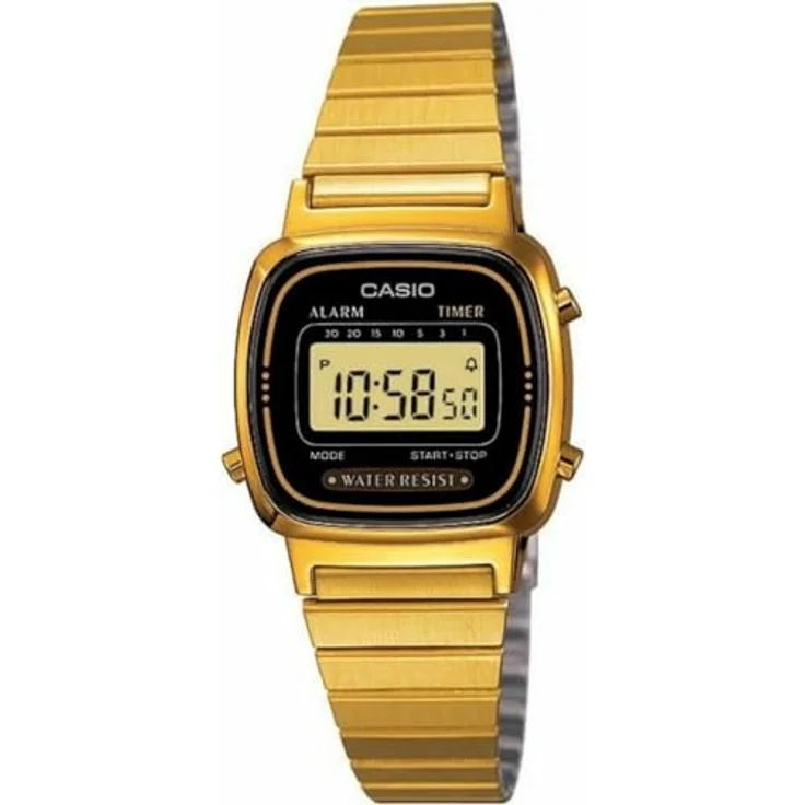 Casio LA-670WG-1 Damen-Armbanduhr, Quarz, digitale Anzeige, vergoldetes Zifferblatt, vergoldetes Metallarmband, wasserdicht bis 1 ATM – Bild 1
