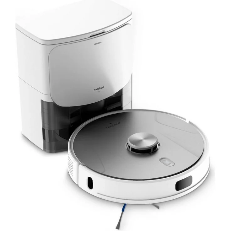 Medion® Saugroboter X42 SW+ mit Absaugstation, 8.000 Pa Saugleistung, 240min Laufzeit, 28,8 W, Nass- und Trocken Saugroboter, Teppicherkennung, Lasernavigation – Bild 1