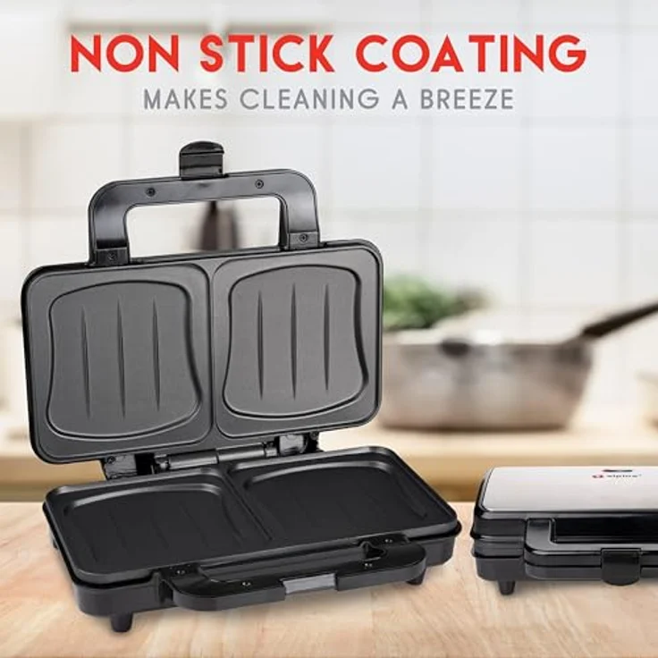 *Alpina* 2-in-1-Sandwichmaker XL, 900,00 W - Leistungsstarkes Must-have für schnelle und leckere Snacks, weiß – Bild 6