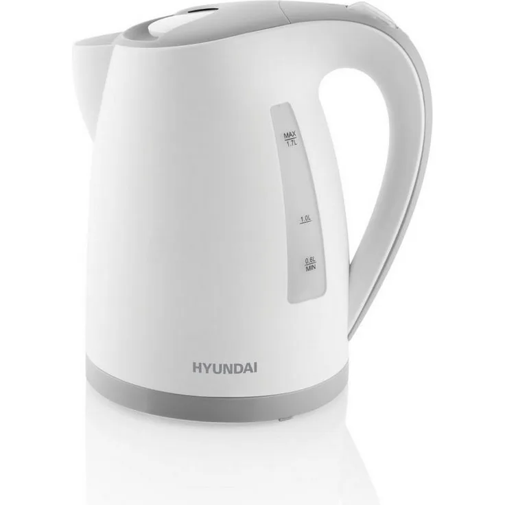 Hyundai Wasserkocher VK107G, 1,7 l, 2200 W, Sicherheits-Thermosicherung, herausnehmbarer Filter, weiß/grau