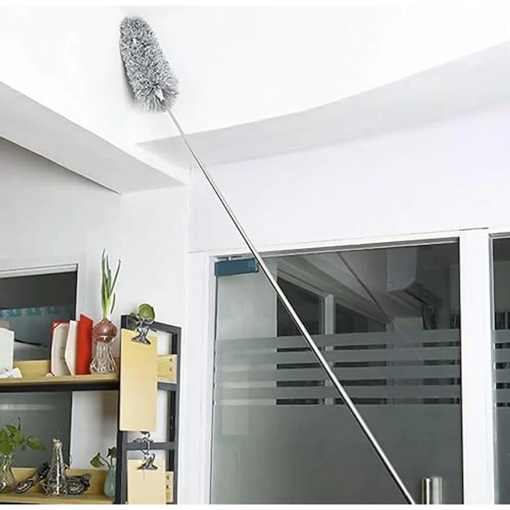 Ruhhy Teleskop-Staubbürste mit zwei Aufsätzen, flexible Reinigung bis 250 cm, grau/silber, 3-teiliges Spar-Set – Bild 4