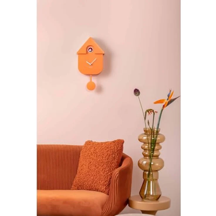 Karlsson Klok Modern Cuckoo, Wanduhr aus Kunststoff in Orange, 22x41x9 cm, modernes Koekoeksklok-Design – Bild 4
