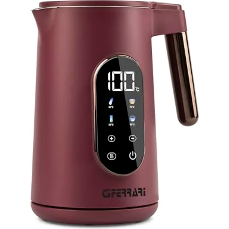 G3 Ferrari G10205 Wasserkocher "Tisaniere Tech", 1,7 Liter, 4 Programme, Touchscreen-Display, Edelstahl, einstellbare Temperatur 40-100 °C, 360 °C drehbare Basis – Bild 1
