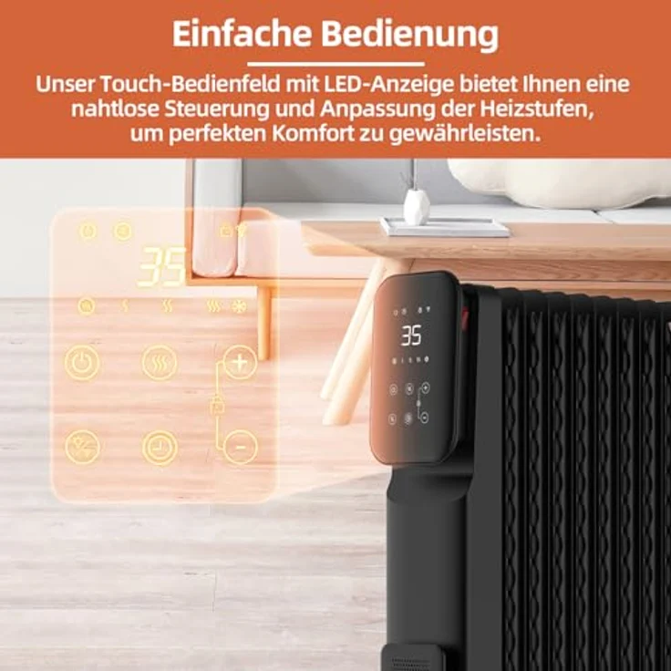 SHX SHXORA20W Öl-Radiator mit Wifi Steuerung 2000 Watt, weiß - Heizgerät mit 3 Heizstufen und Boost-Funktion – Bild 4