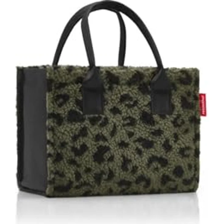 reisenthel daily shopper XS, Einkaufshilfe aus flauschigem Teddy-Material mit Leo-Print, Olivgrün, 4 l – Bild 3
