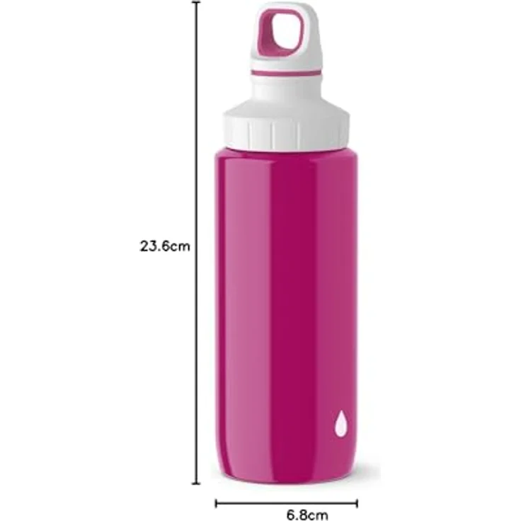 Emsa N3010500 Drink2Go Lightsteel Trinkflasche (Fassungsvermögen: 0,6 Liter, Edelstahl) pink-Drop White – Bild 7
