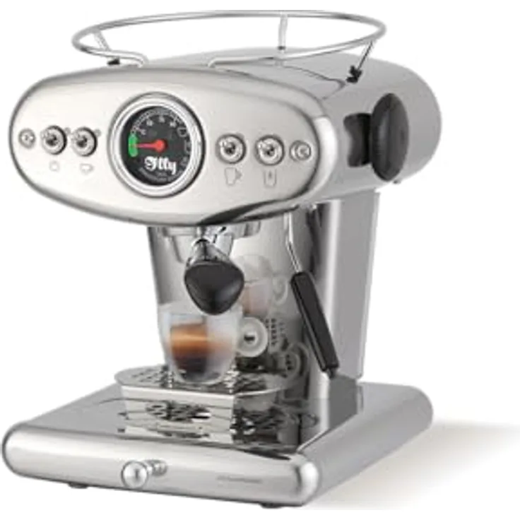 Illy X1 Anniversary chrom, Kapselmaschine aus Edelstahl mit halbautomatischer Kaffeezubereitung und Dampfdüse