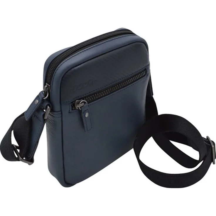 Jump Boston Umhängetasche Leder, 22 cm, 100% Leder, blau