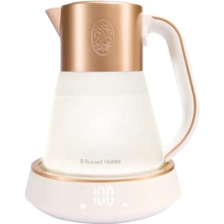 Russell Hobbs Wasserkocher Glas Calm [1,7L, Temperatureinstellung 40-100°, Innenbeleuchtung & beruhigende Klänge, Quiet-Boil-Technologie, Warmhaltefunktion, Digitaldisplay & Touch-Bedienung, 2400W] 27450-70