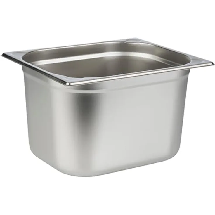 APS GN-Behälter 1/2, Gastronormbehälter Edelstahl 26,5 x 32,5 cm 20 cm 11,65 Liter, Edelstahlfarben