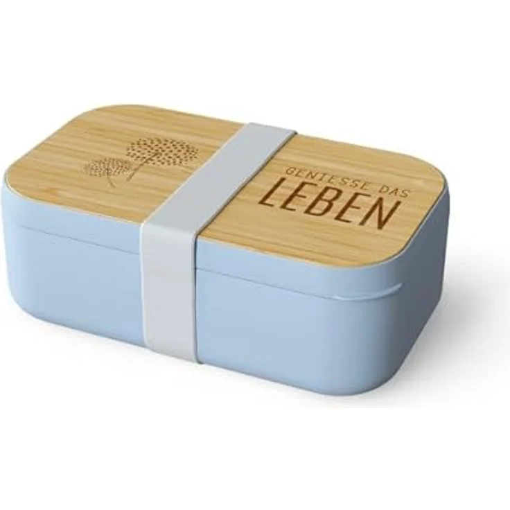 Rungassi Brotdose Brotbox Vesperdose Lunchbox RELAX (Blau - Viel Platz, Schneidebrett aus Holz) – Bild 1