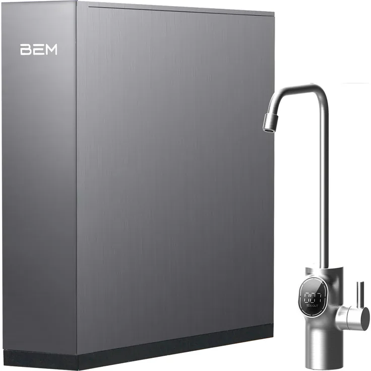 BEM Orion Ultra Slim Tankloser Wasserfilter mit Intelligentem Wasserhahn und 5-Stufigem Filtersystem in Schwarz-Silber
